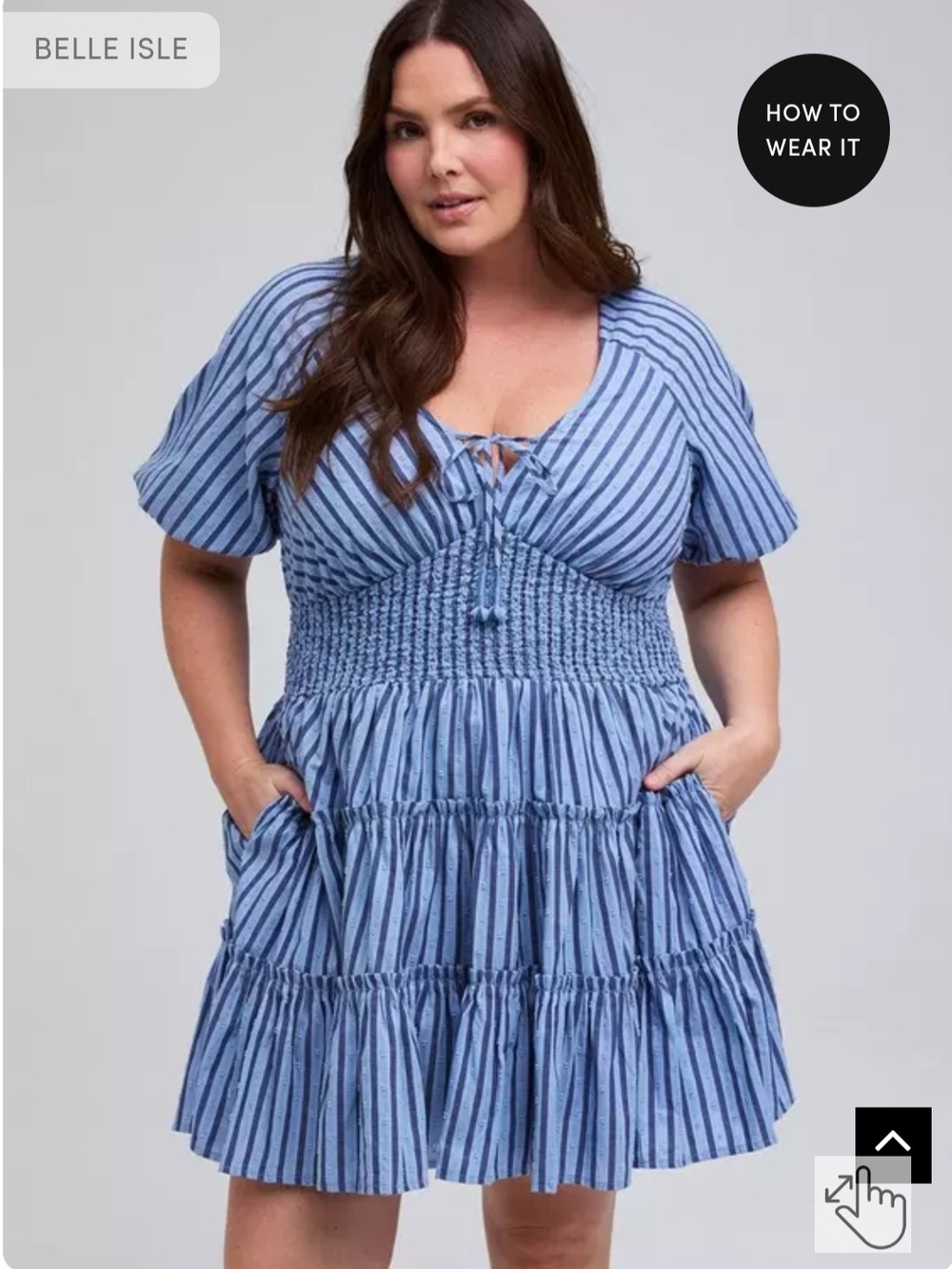 torrid Blue Striped Smocked Mini Dress - Picture 3 of 4